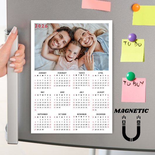 Minimalist 2026 Calendar Photo Magnet
