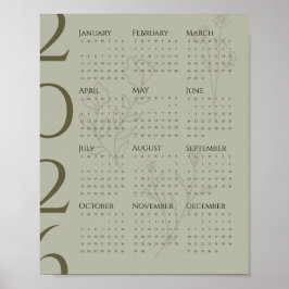 Minimalist 2026 Calendar Poster ポスター