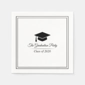 Minimalist 2026 Grad Napkin | Black & White Decor スタンダードカクテルナプキン (正面)