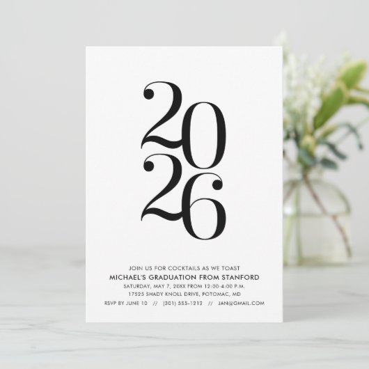 Minimalist 2026 Graduation Party Invitation 招待状 (スタンド正面)