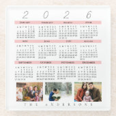 Minimalist 2026 Multi Photo Calendar  Keepsake ガラスコースター (正面)
