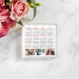 Minimalist 2026 Multi Photo Calendar  Keepsake ガラスコースター