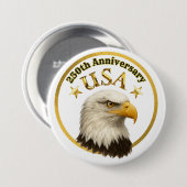 Minimalist 250th Anniversary of the USA Bald Eagle 缶バッジ (正面&裏面)