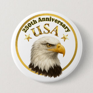 Minimalist 250th Anniversary of the USA Bald Eagle 缶バッジ