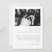 Minimalist 2-Photo Black & White Custom Wedding サンキューカード (裏面)