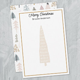 Minimalist 3.5x5-in Illustrated Trees Christmas  ノートカード