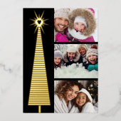 Minimalist 3 photo Gold Foil Christmas Tree Card 箔シーズンカード (正面)