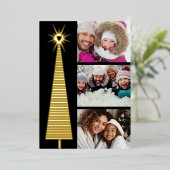 Minimalist 3 photo Gold Foil Christmas Tree Card 箔シーズンカード (立ち正面)