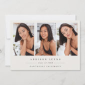 Minimalist 3 Photo Graduation Announcement Invite 案内状 (正面)