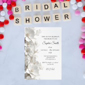 Minimalist 3D White Floral Elegant  Bridal Shower 招待状