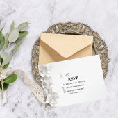 Minimalist 3D White Floral Elegant Luxury Wedding 出欠カード