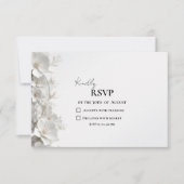 Minimalist 3D White Floral Elegant Luxury Wedding 出欠カード (正面)