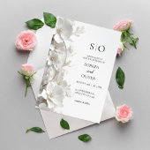 Minimalist 3D White Floral Luxury Elegant Wedding 招待状