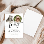 Minimalist 40th Birthday Photo  招待状