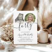 Minimalist 40th Birthday Photo  招待状