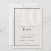 Minimalist 40th Milestone Birthday Celebration 招待状 (正面)