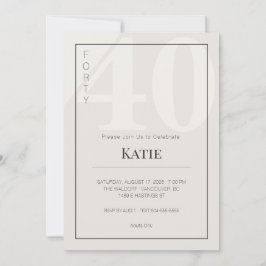 Minimalist 40th Milestone Birthday Celebration 招待状