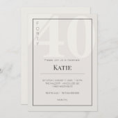 Minimalist 40th Milestone Birthday Celebration 招待状 (正面/裏面)