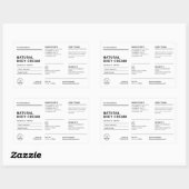 Minimalist 4 OZ Body Lotion Bottle Wrapper Label 長方形シール (シート)