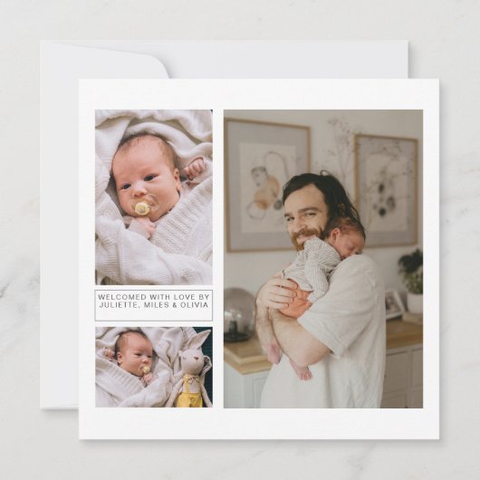 Minimalist 4 Photos Collage Birth Announcement (裏面)