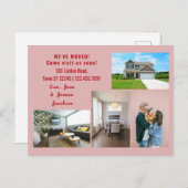 Minimalist 4 Photos We Moved Moving Announcement ポストカード (正面/裏面)