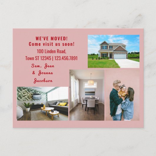Minimalist 4 Photos We Moved Moving Announcement ポストカード (正面)