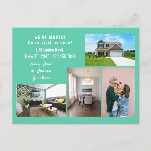 Minimalist 4 Photos We Moved Moving Announcement ポストカード (正面)