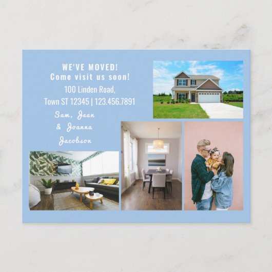 Minimalist 4 Photos We Moved Moving Announcement ポストカード (正面)