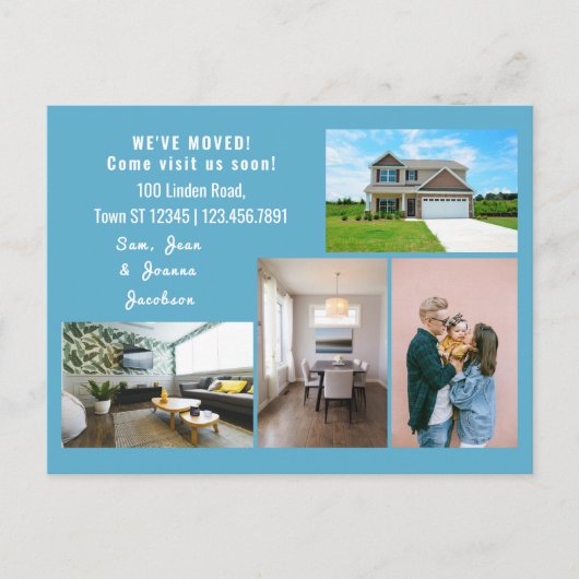 Minimalist 4 Photos We Moved Moving Announcement ポストカード (正面)