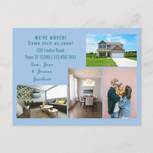 Minimalist 4 Photos We Moved Moving Announcement ポストカード (正面)