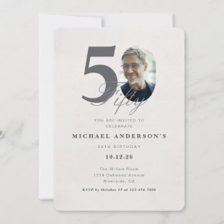 Minimalist 50th Year Birthday Invitation 招待状