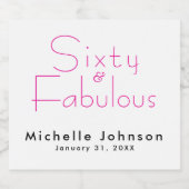 Minimalist 60 & Fabulous 60th Birthday Party スパークリングワインラベル (シングルラベル)