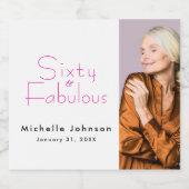 Minimalist 60 & Fabulous 60th Birthday Party スパークリングワインラベル (シングルラベル)