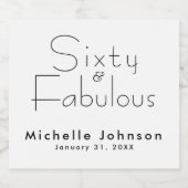 Minimalist 60 & Fabulous 60th Birthday Party スパークリングワインラベル (シングルラベル)