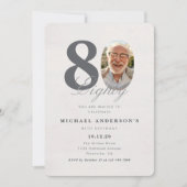 Minimalist 80th Year Birthday Invitation 招待状 (正面)