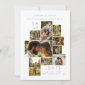 Minimalist 9 Photo Wedding Collage ダスティブルー TLW2 ノートカード (正面)