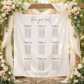 Minimalist 9 Table Wedding Seating Chart タペストリー