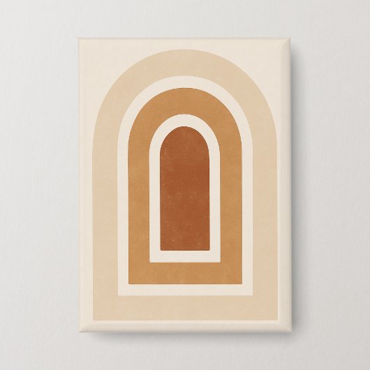 Minimalist Abstract Arch Print - Earth Tones 缶バッジ (正面)