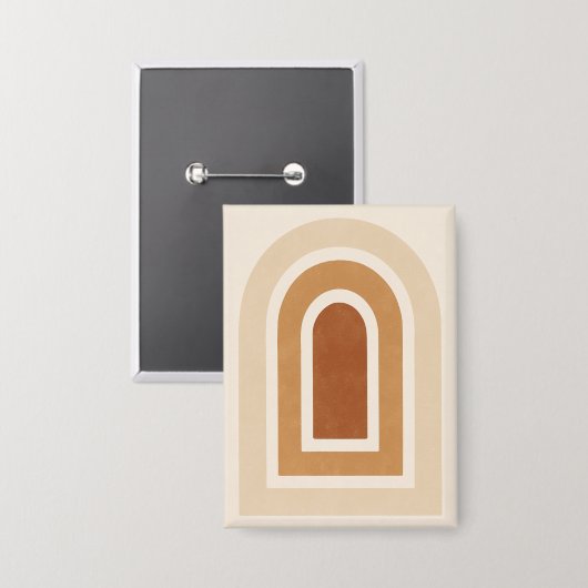 Minimalist Abstract Arch Print - Earth Tones 缶バッジ (正面/裏面)