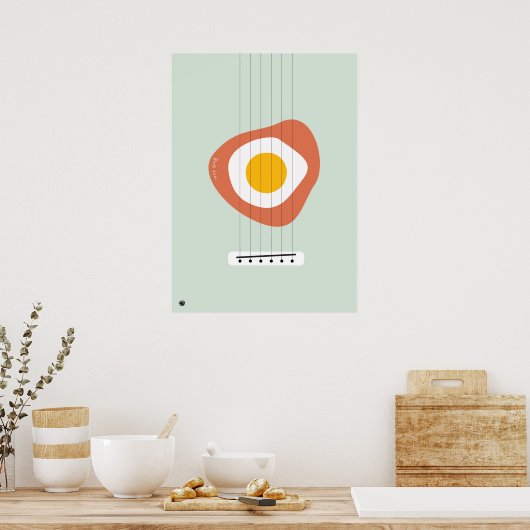 Minimalist Abstract Egg poster with Bass design ポスター (キッチン)