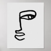 Minimalist Abstract Face Line Art ポスター (正面)