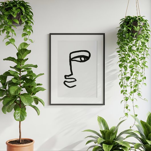 Minimalist Abstract Face Line Art ポスター