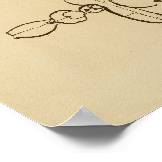 Minimalist Abstract Figurative Line Drawing Vinta ポスター (角)