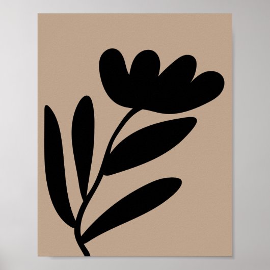 Minimalist Abstract Flower Matisse Style ポスター (正面)