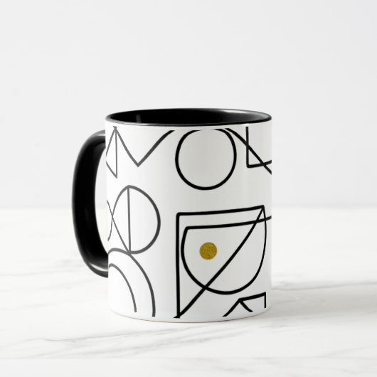 Minimalist Abstract Geometric Line Art Mug マグカップ (正面左)