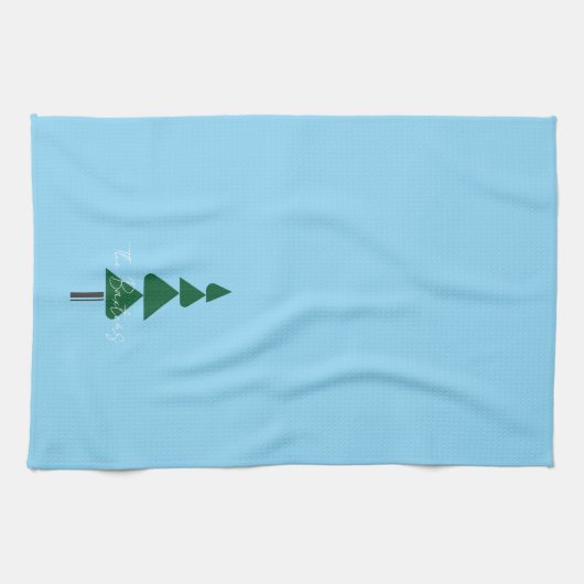 Minimalist Abstract Green Chic Christmas Tree キッチンタオル (横)