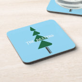 Minimalist Abstract Green Chic Christmas Tree コースター (左側)