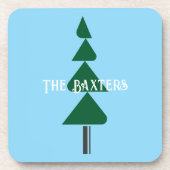 Minimalist Abstract Green Chic Christmas Tree コースター (正面)