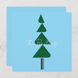 Minimalist Abstract Green Chic Christmas Tree サンキューカード