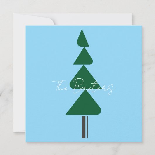 Minimalist Abstract Green Chic Christmas Tree サンキューカード (正面)